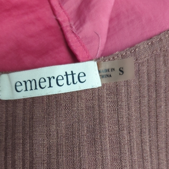 Emerette Button Knot Jersey Knit Shirt Brown S hipster basic casual minimalist - Picture 4 of 6